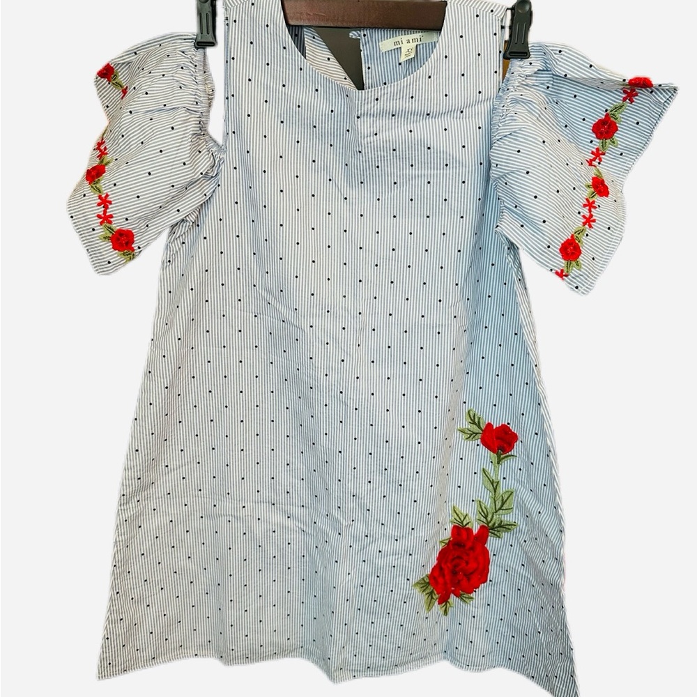 Francesca's Collections Red and Blue Casual Midi Sundress